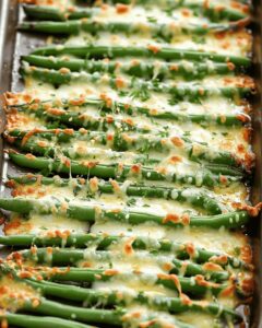 Crispy Cheesy Garlic Green Bean Bake Recipe