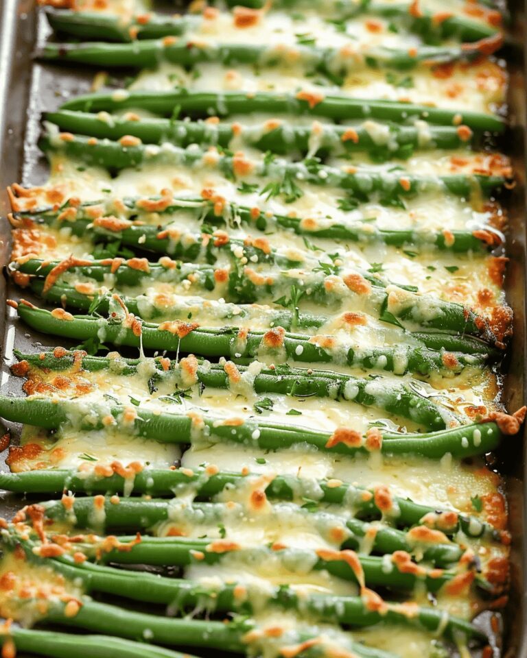 Crispy Cheesy Garlic Green Bean Bake Recipe