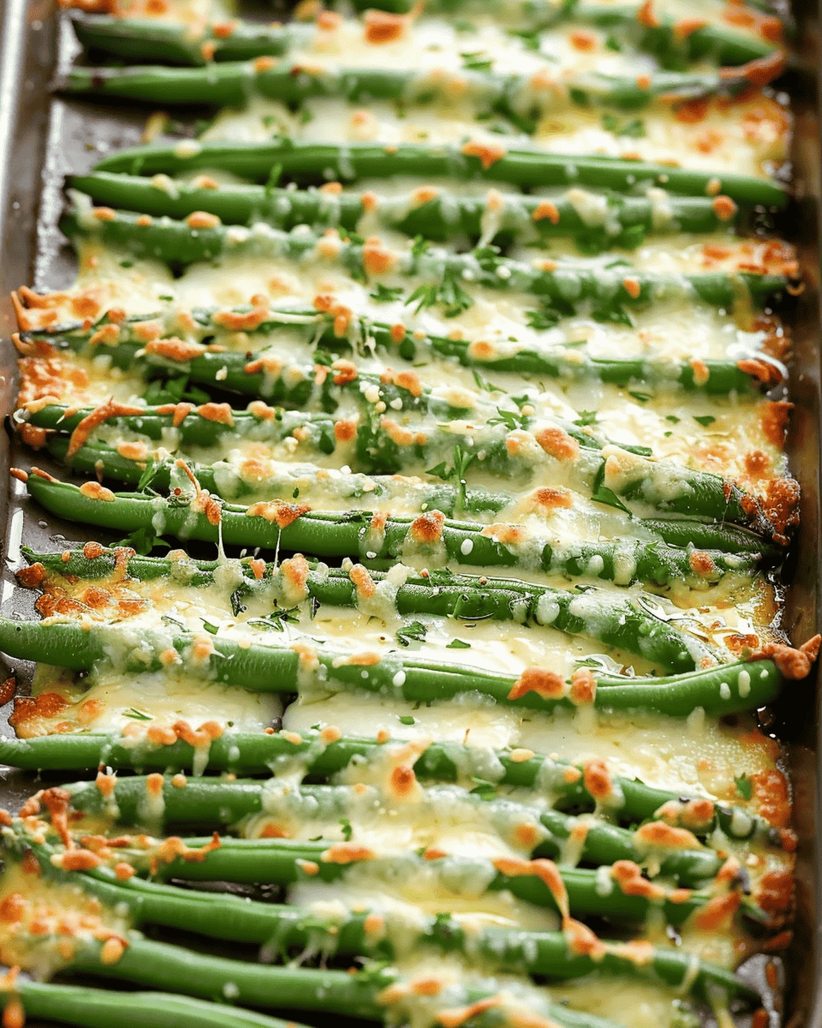 Crispy Cheesy Garlic Green Bean Bake Recipe