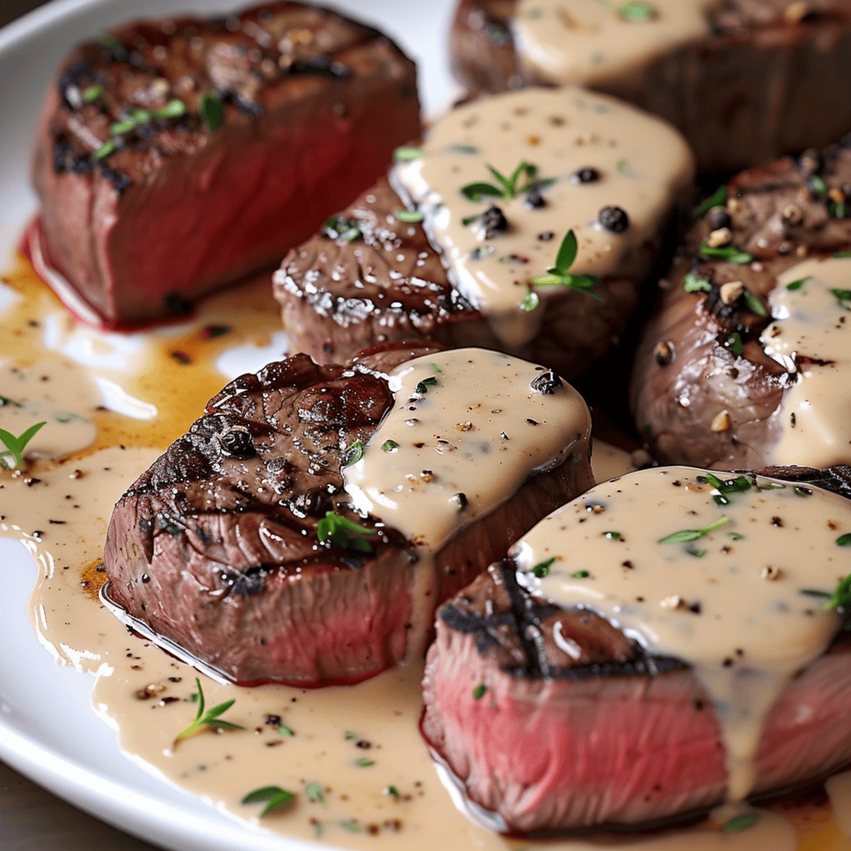 Seared Filet Mignon with Shallot Peppercorn Sauce Recipe
