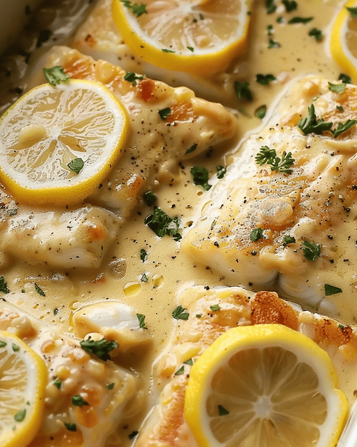 Tangy Baked Fish with Creamy Lemon Sauce Recipe