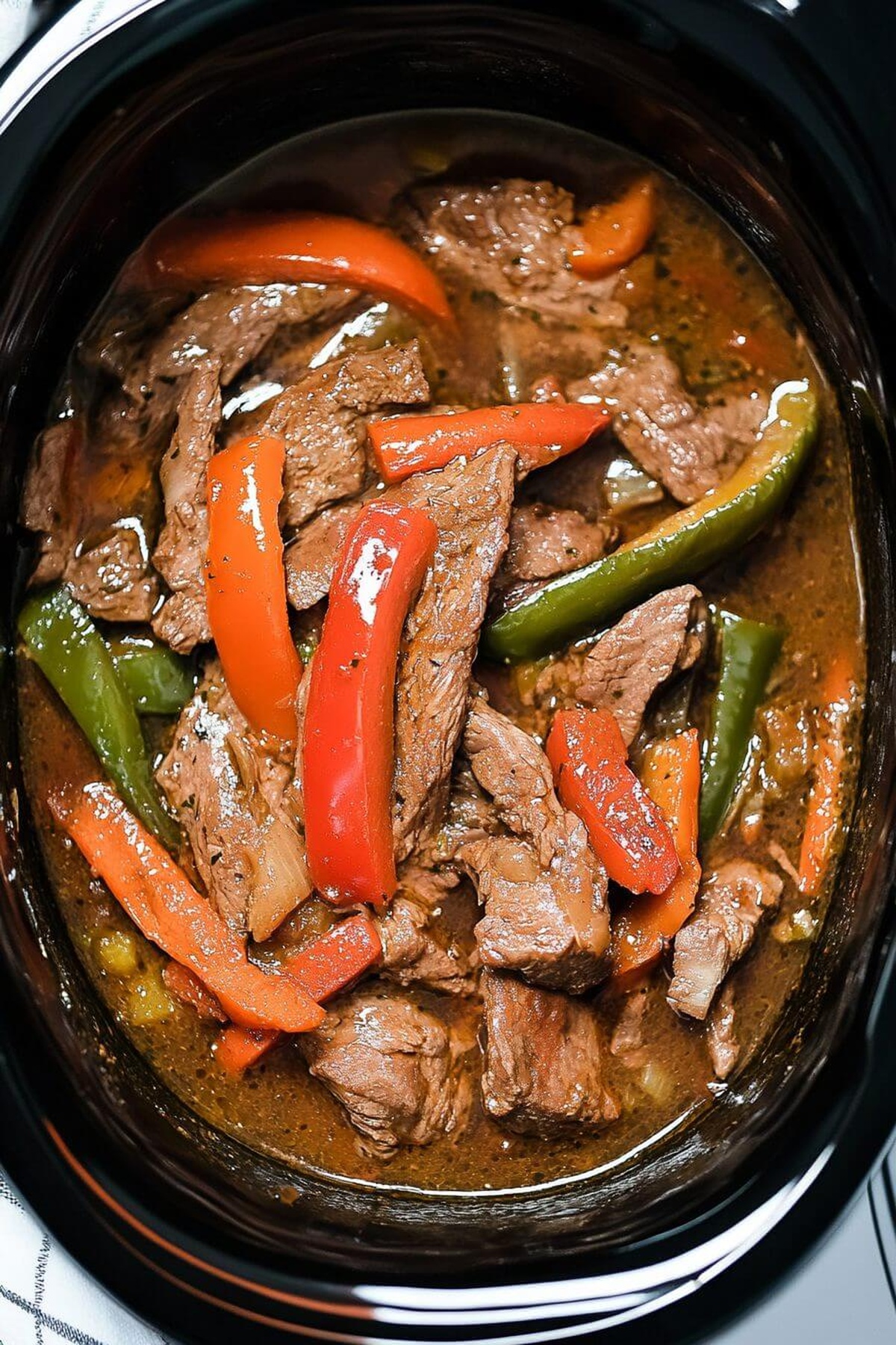 Tender Slow Cooker Pepper Steak Recipe
