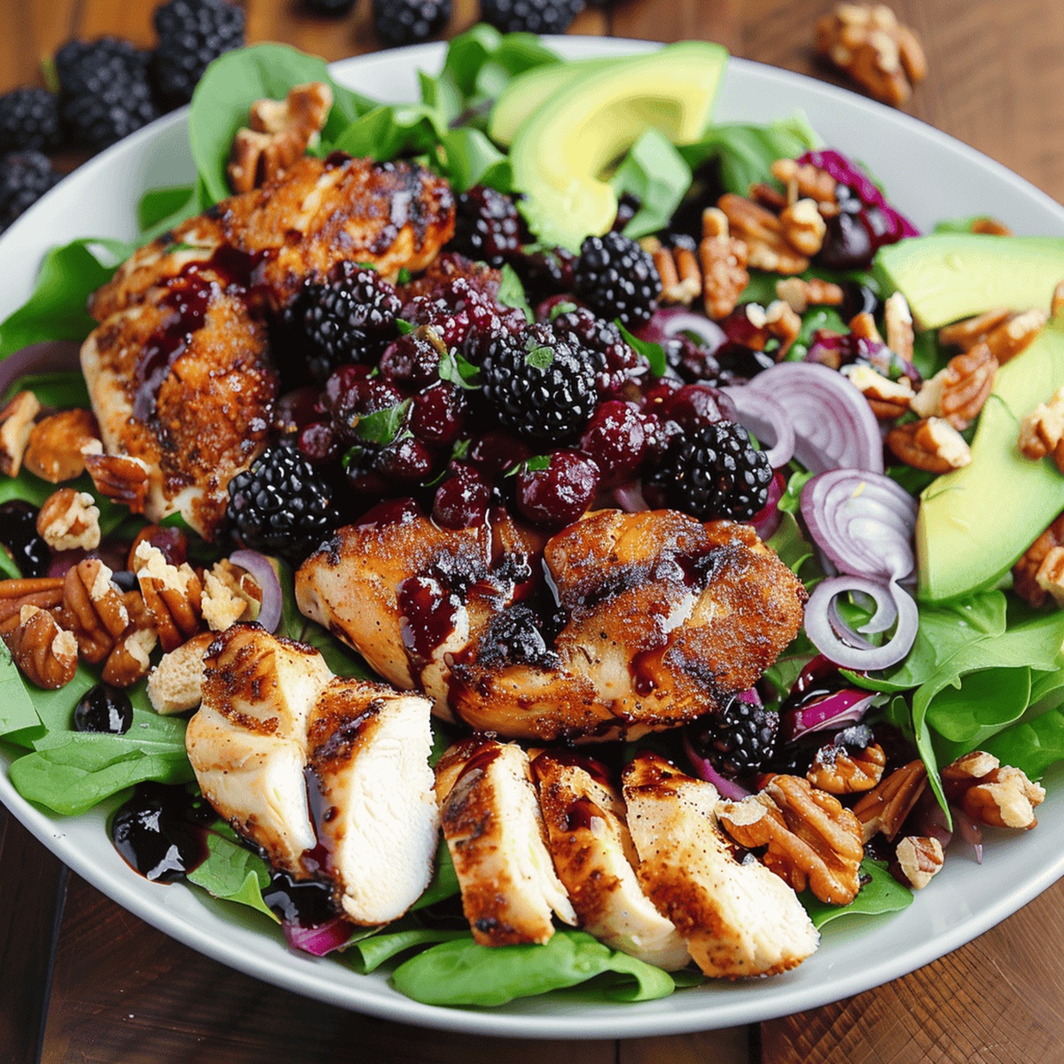 Blackberry Balsamic Chicken & Crispy Goat Cheese Salad Recipe