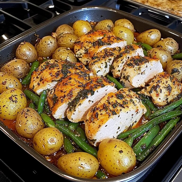 Savory Garlic Herb Chicken With Potatoes & Green Beans Recipe