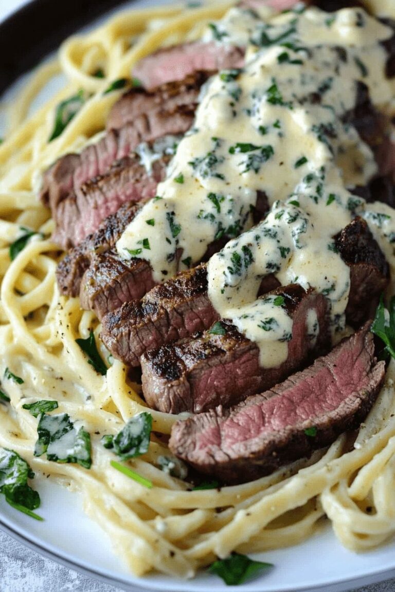Rich Steak Gorgonzola Alfredo with Parmesan Sauce Recipe