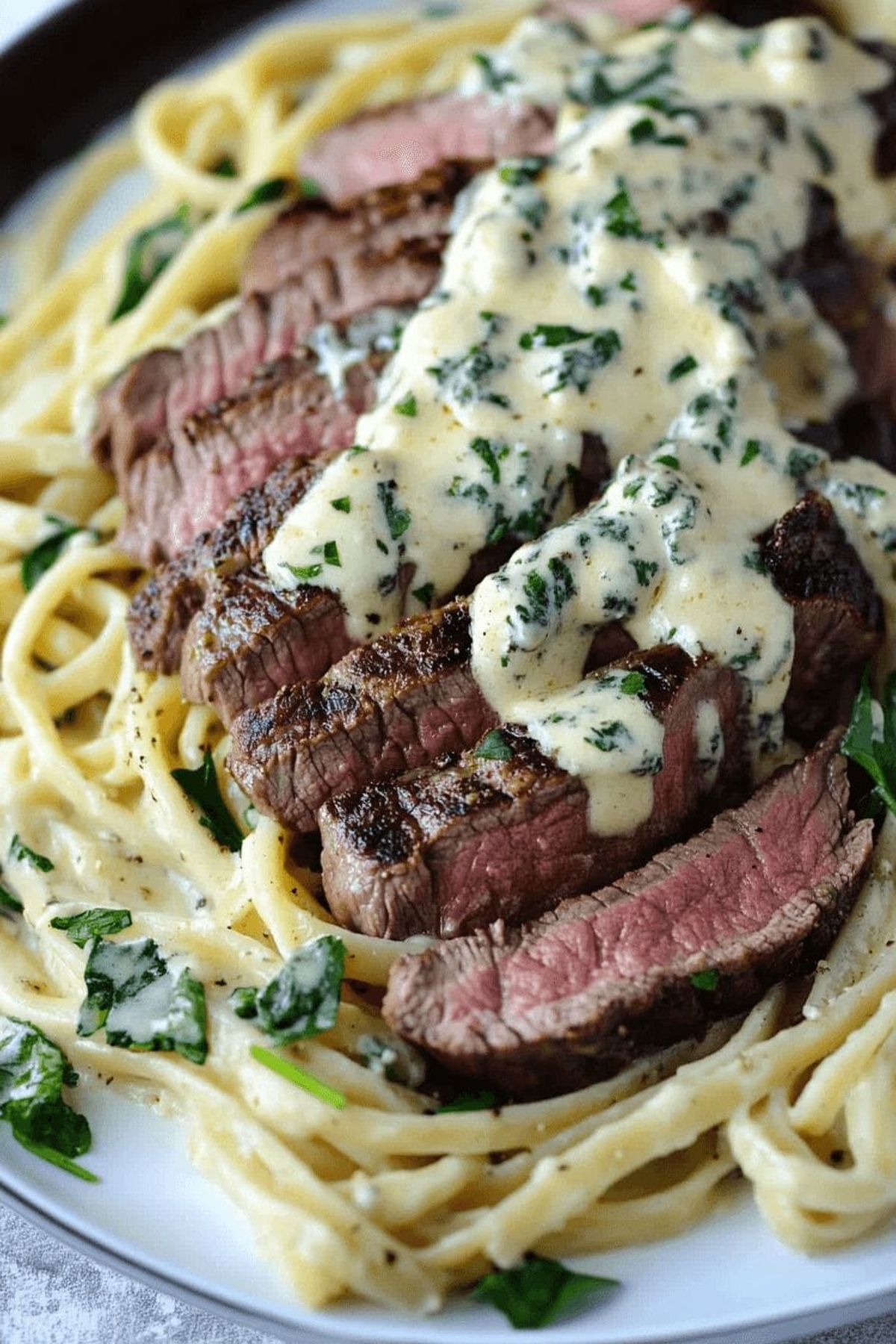 Rich Steak Gorgonzola Alfredo with Parmesan Sauce Recipe