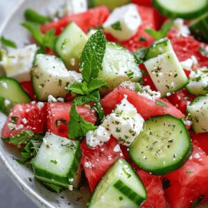 Simple Watermelon, Cucumber & Feta Salad Recipe