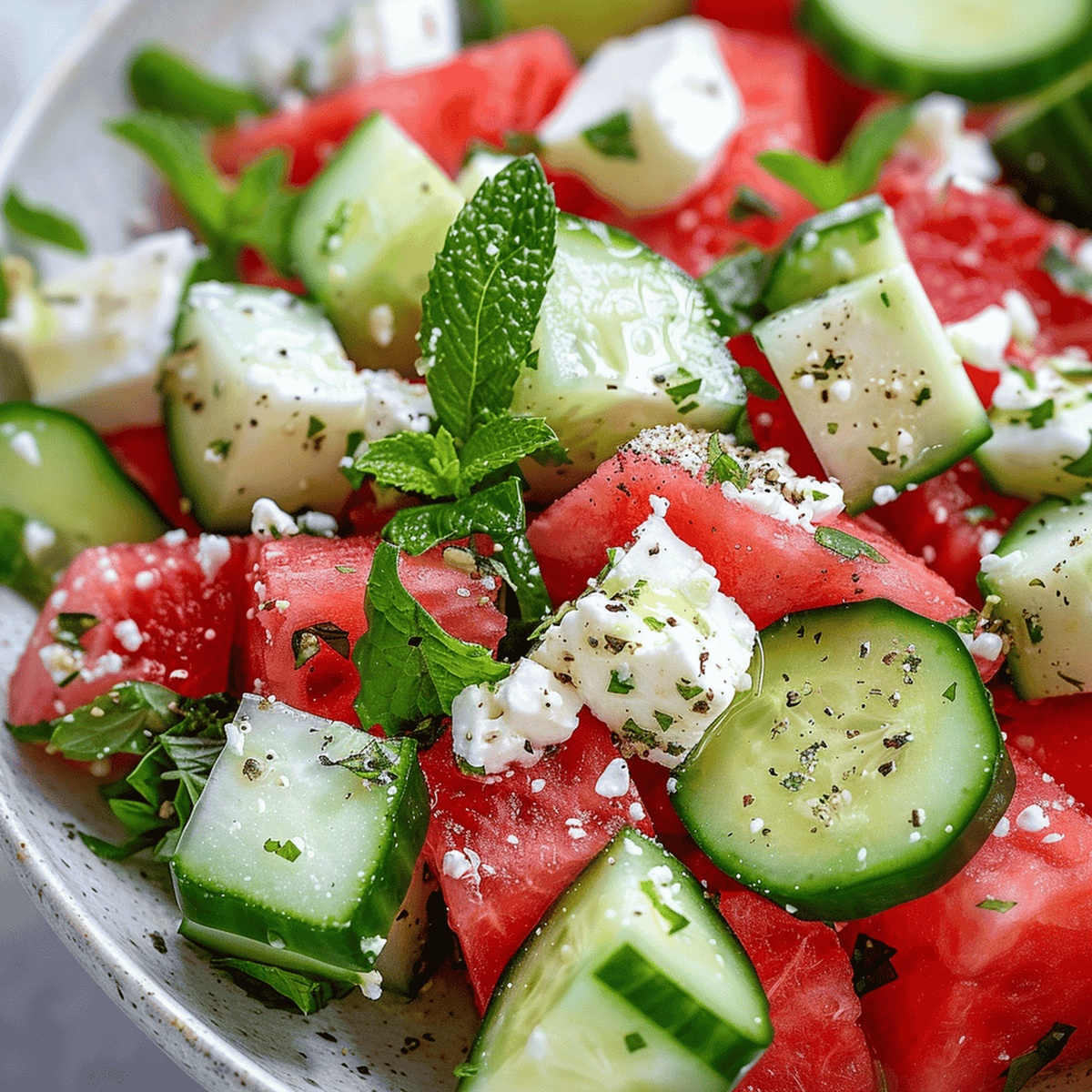 Simple Watermelon, Cucumber & Feta Salad Recipe