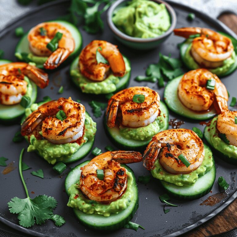 Shrimp and Cucumber Bites with Avocado Sauce Recipe