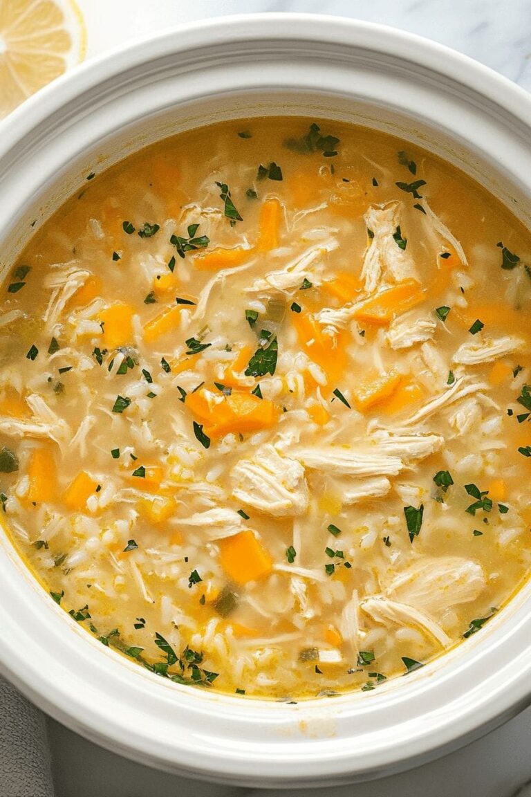 Hearty Slow Cooker Lemon Chicken & Rice Soup Recipe