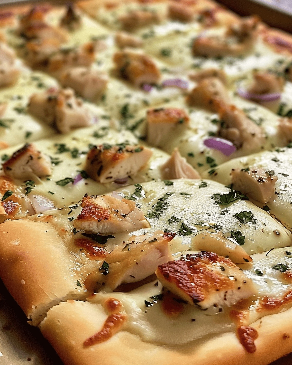 Rustic Garlic Chicken Herb Pizza Recipe