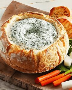 Spinach Dip in a Bread Bowl Recipe
