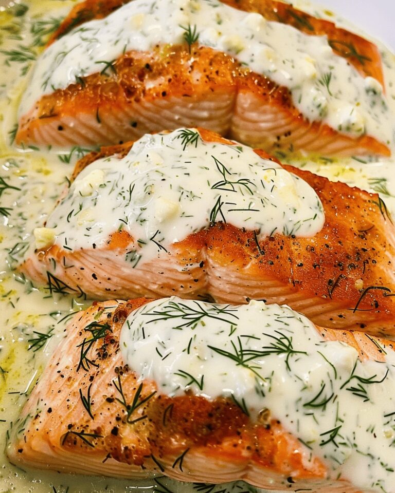 Salmon with Feta Dill Sauce Recipe