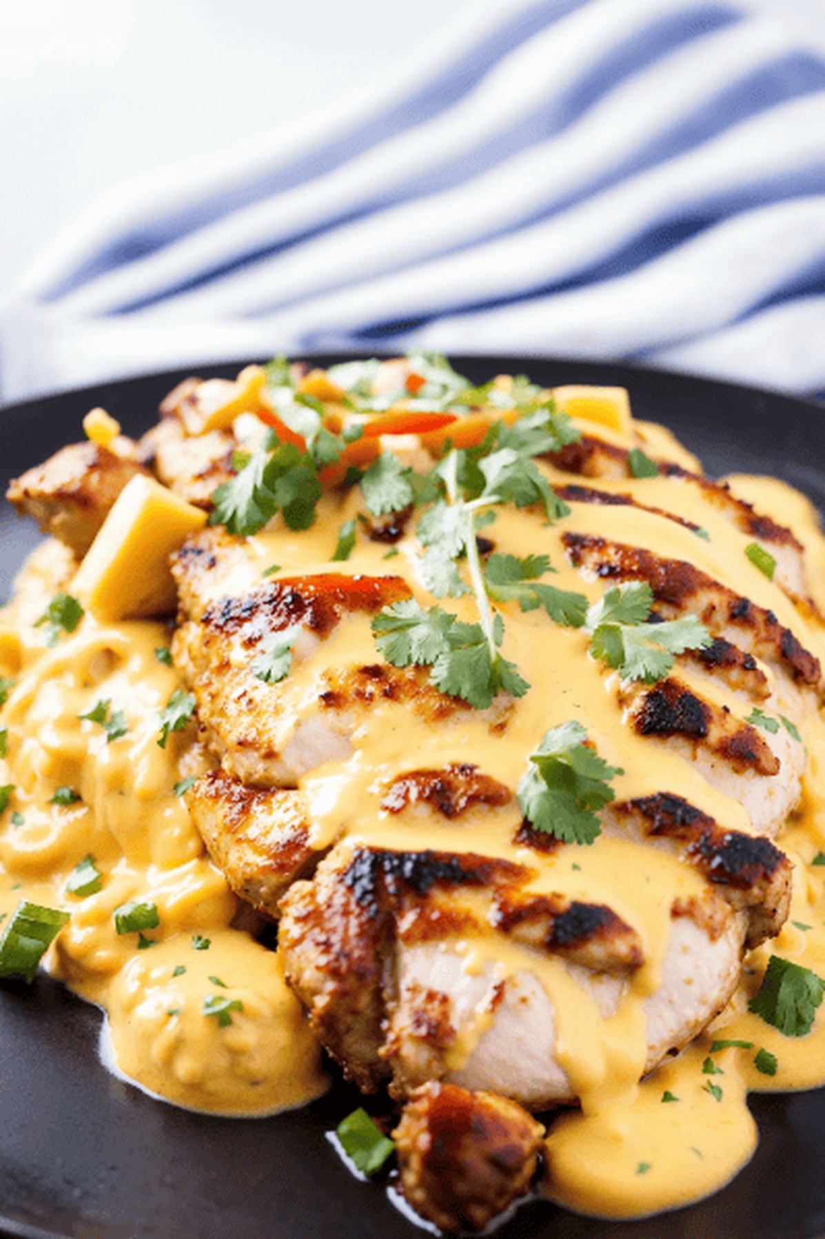 Mexican Chicken with Creamy Cheddar Cheese Sauce Recipe