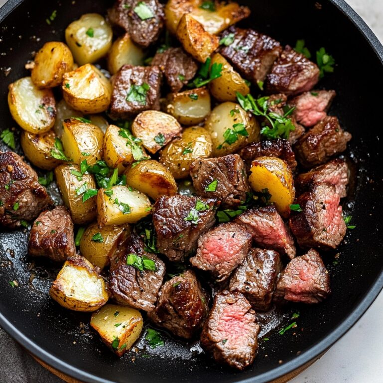 Sizzling Garlic Butter Steak Bites And Potatoes Recipe
