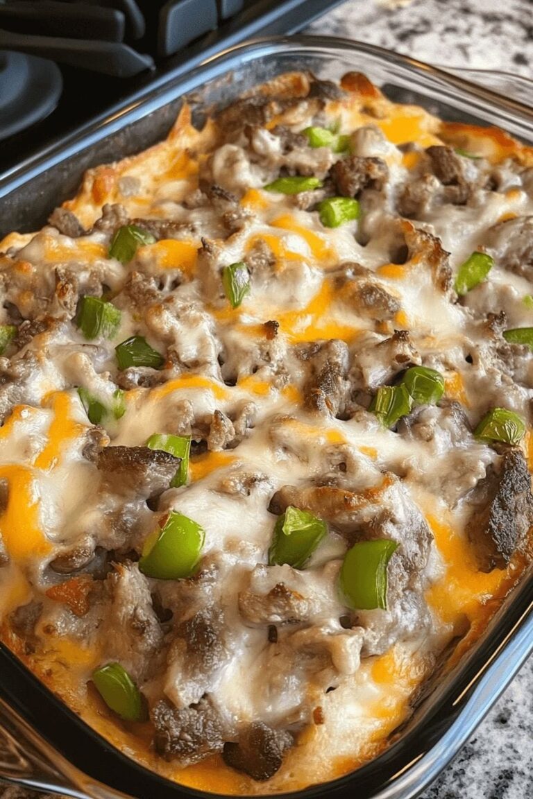 Hearty Philly Cheese Steak Casserole Recipe