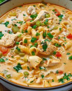 Creamy Parmesan Cajun Chicken Pasta Soup Recipe
