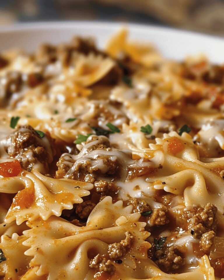 Hearty Cheesy Bowtie with Ground Beef Recipe