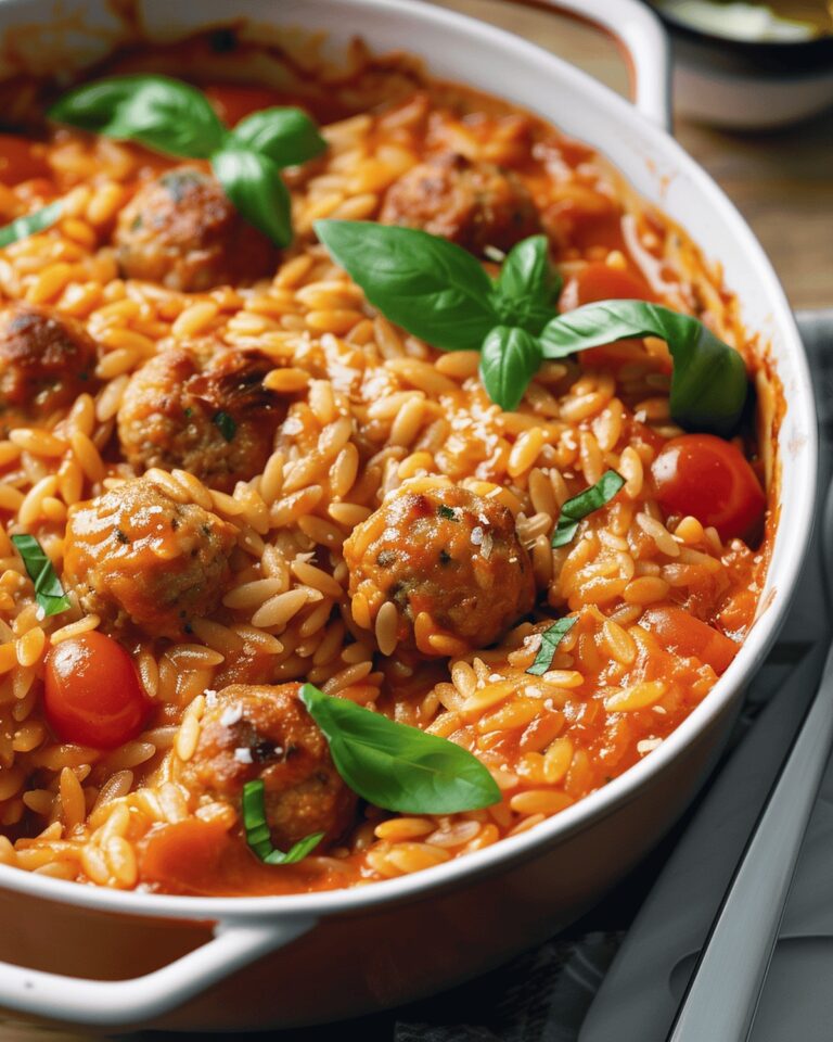 Hearty Baked Orzo with Savory Meatballs Recipe