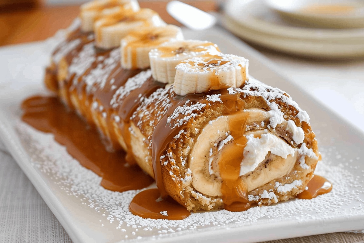 Caramel Banana Cake Roll Recipe