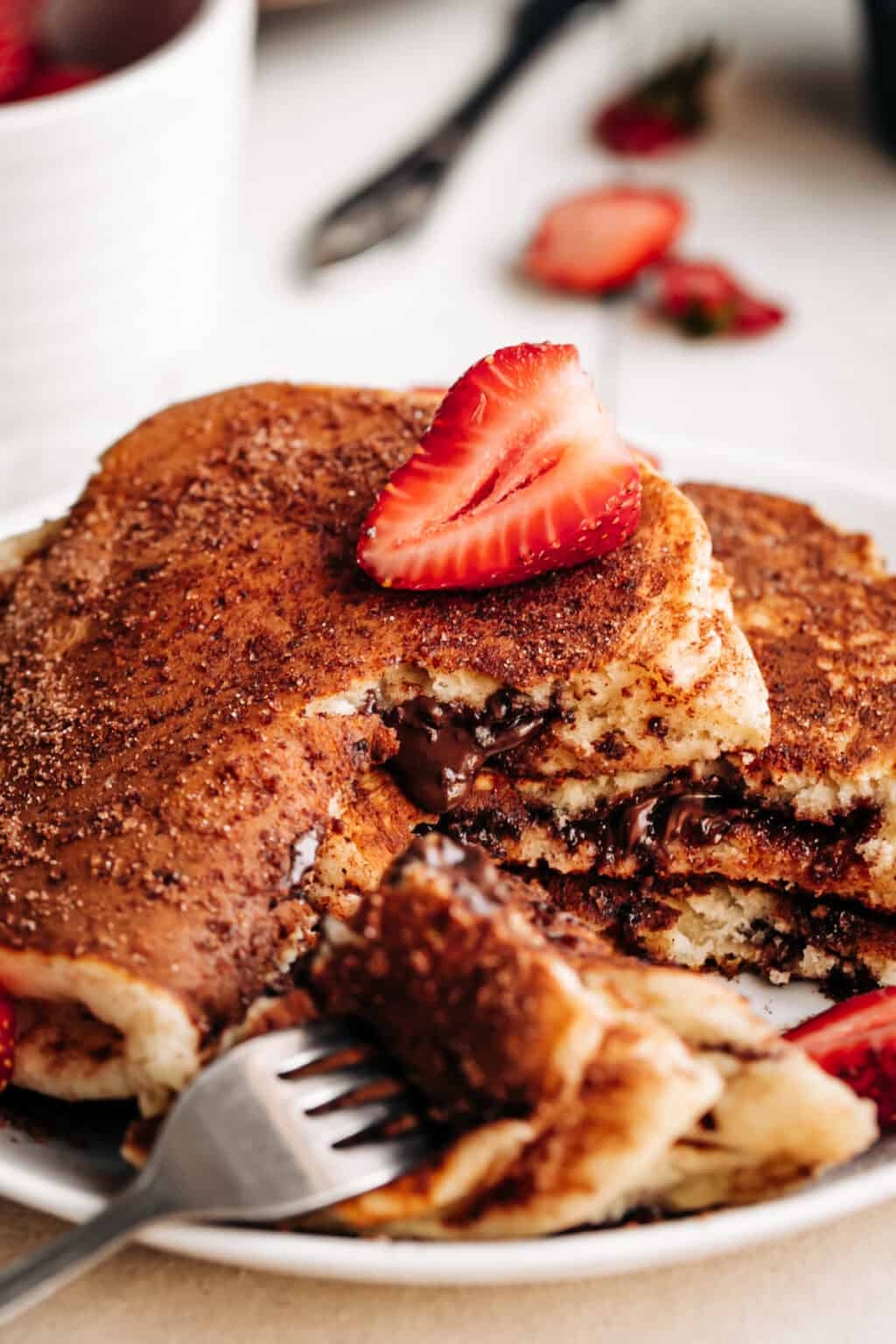 Chocolate Stuffed Churro Pancakes Recipe