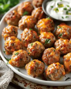 Sausage and Cheese Bites with Creamy Dip Recipe