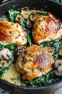 Irresistible Chicken Spinach and Mushroom Low Carb Oven Dish Recipe