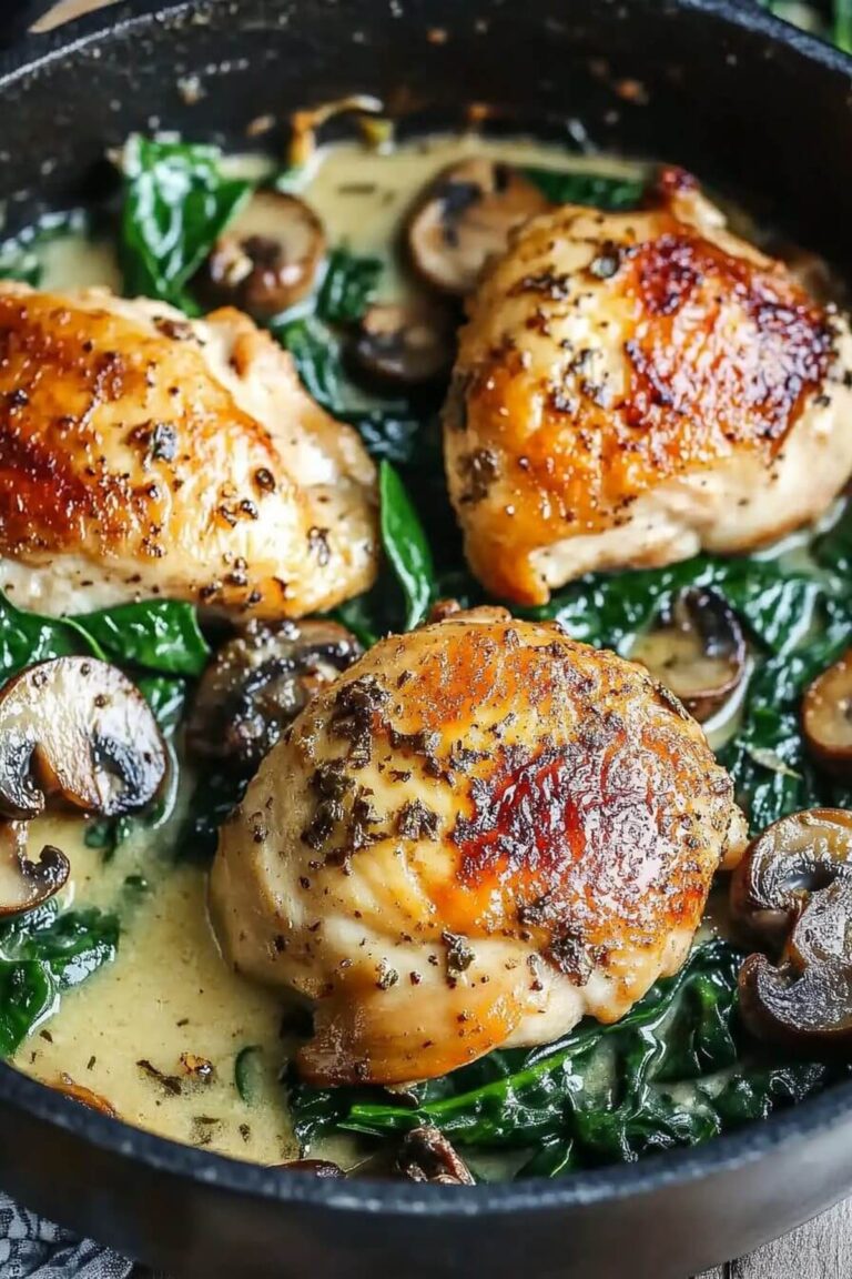 Irresistible Chicken Spinach and Mushroom Low Carb Oven Dish Recipe