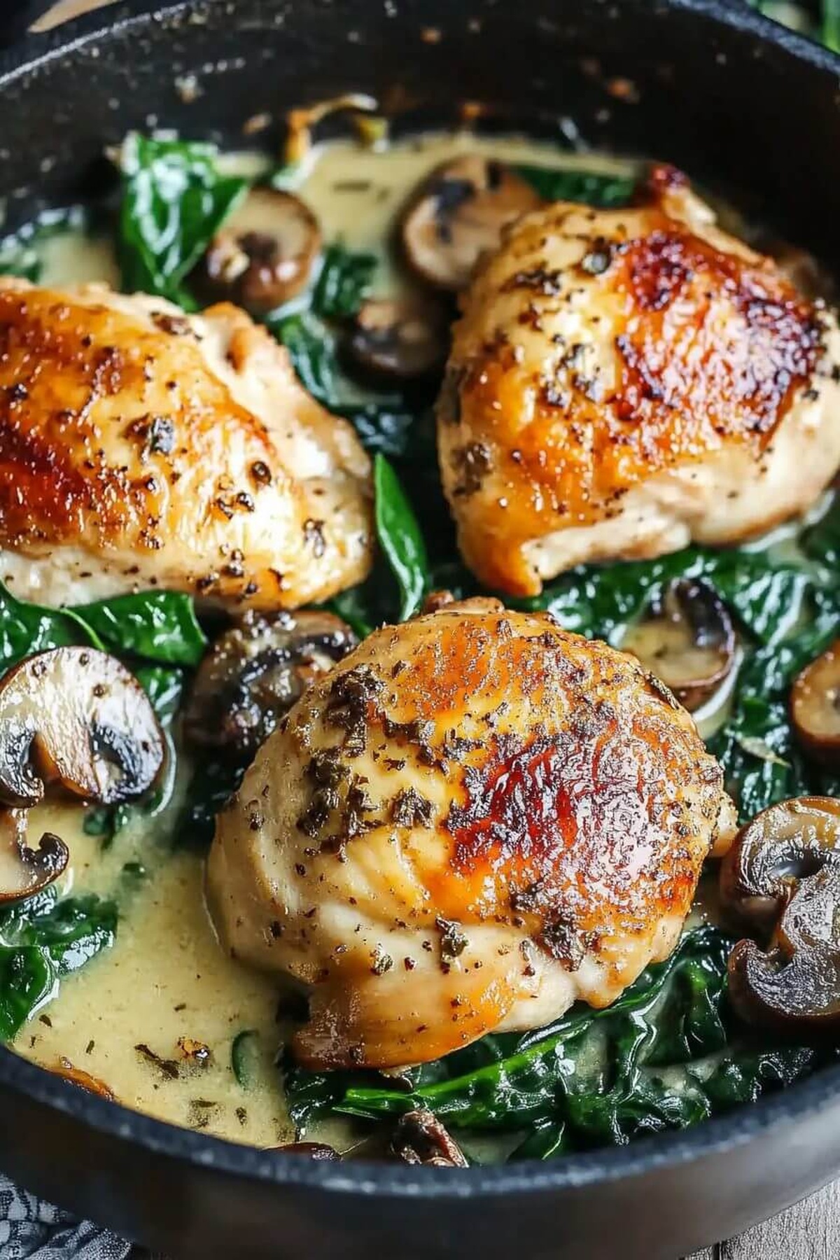 Irresistible Chicken Spinach and Mushroom Low Carb Oven Dish Recipe