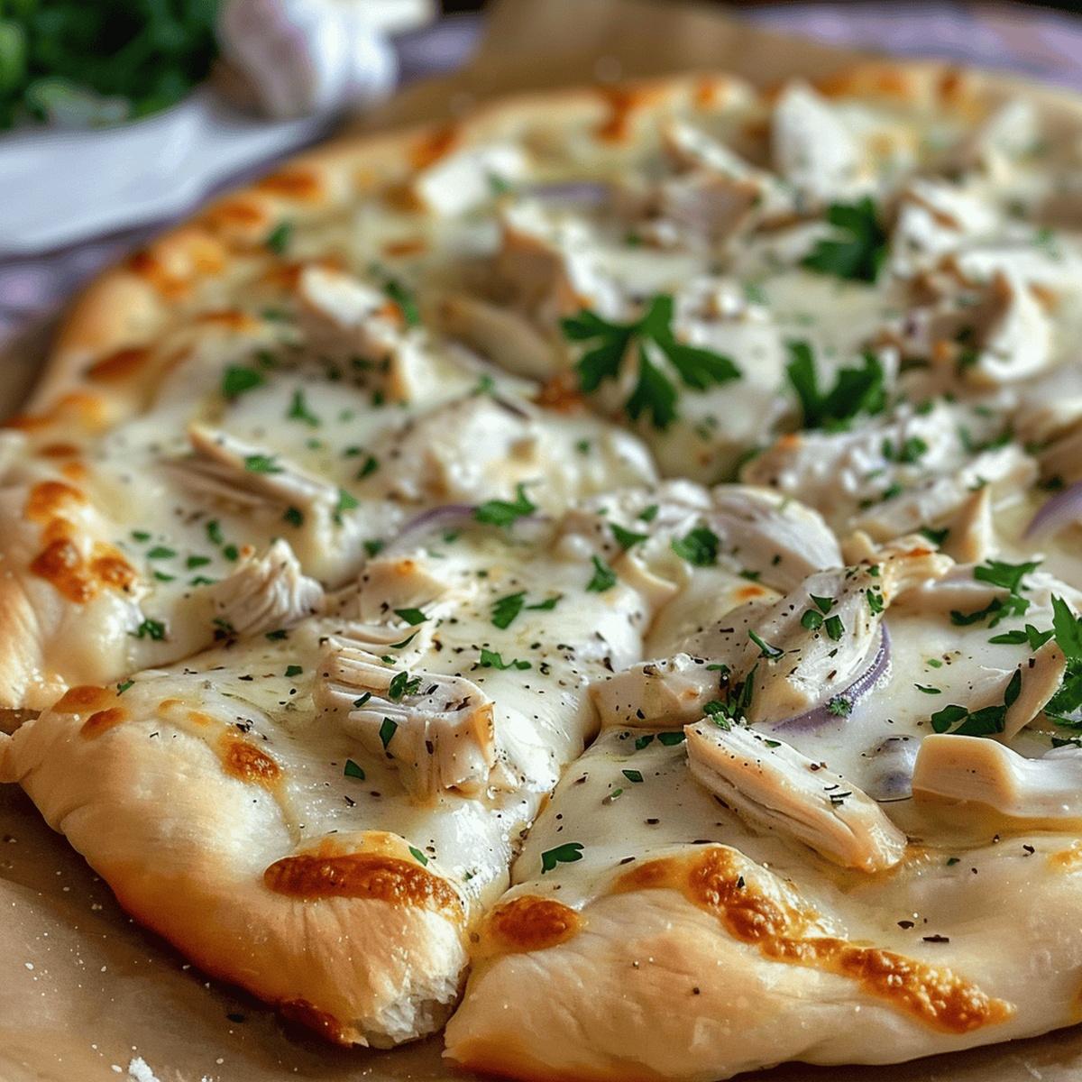 Roasted Garlic White Chicken Pizza Recipe