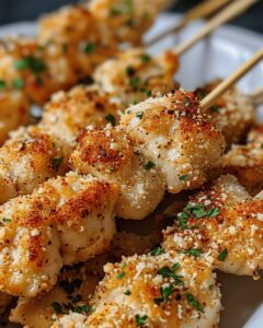 Crisp Garlic Parmesan Chicken Skewers Recipe