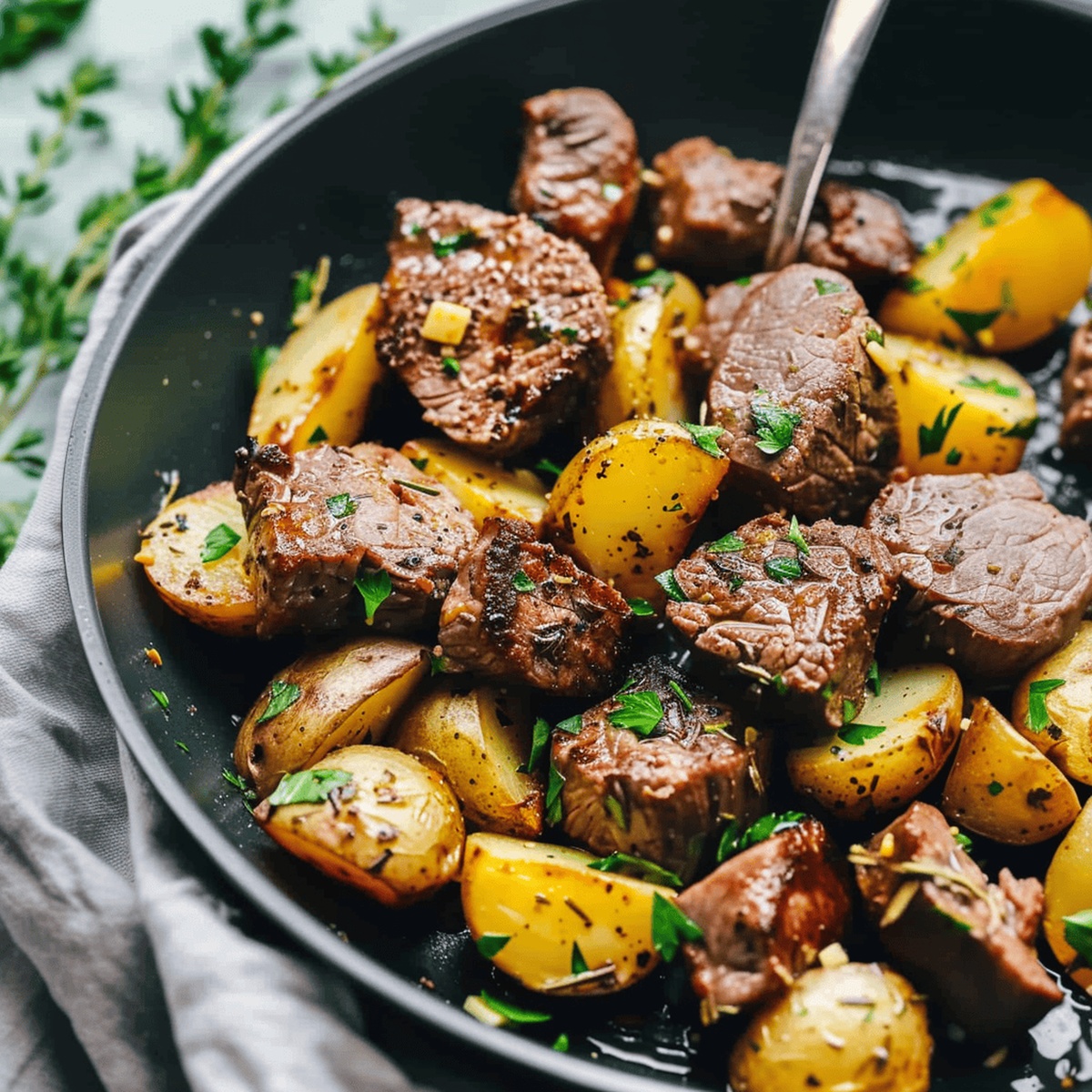 Herb-Infused Steak and Potatoes Recipe