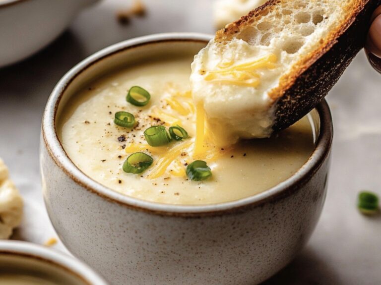 Velvety Garlic Cheddar Cauliflower Soup Recipe