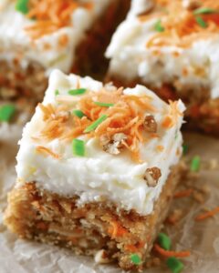 Irresistible Carrot Coconut Bars with Cream Cheese Frosting Recipe
