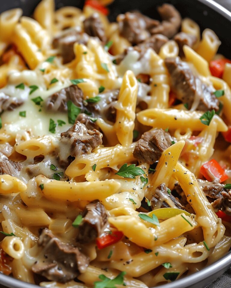 Hearty Cheesy Steak Pasta Recipe