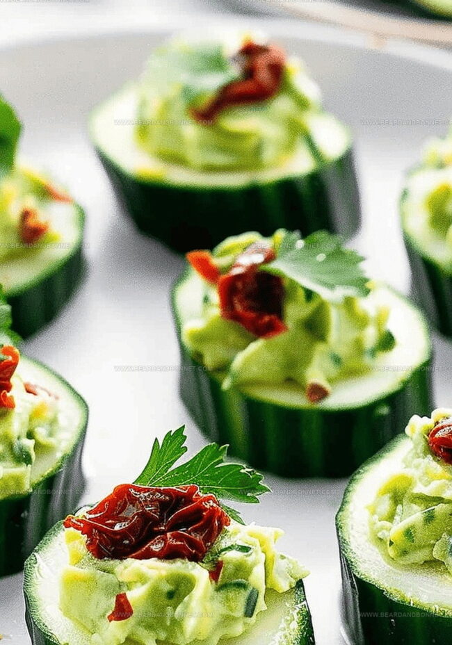 Directions for Building Avocado Goat Cheese Cucumber Appetizers
