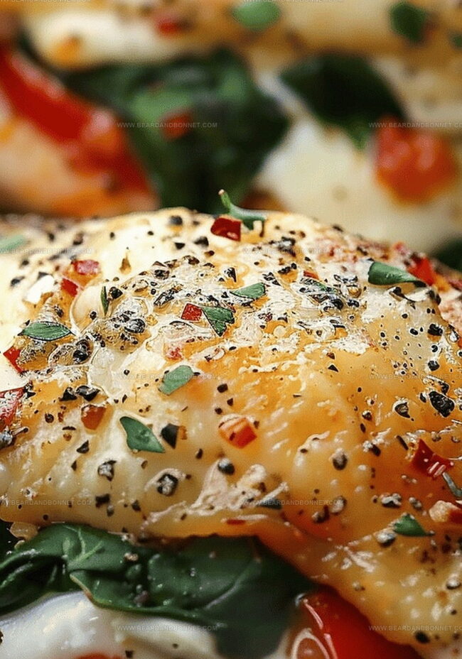Cooking Stuffed Chicken with Roasted Red Peppers, Spinach, and Mozzarella